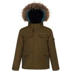Dare 2b Boys & Girls Kickshaw Waterproof Faux Fur Trim Ski Jacket -Winter Apparel Store dkp322 7pj 01