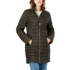 Joules Womens Canterbury Long Luxe Funnel Neck Puffer Coat